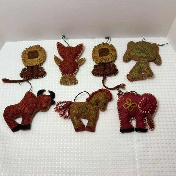 Handcrafted Rustic Burlap Animal Ornaments Set of 7 - Picture 8 of 8
